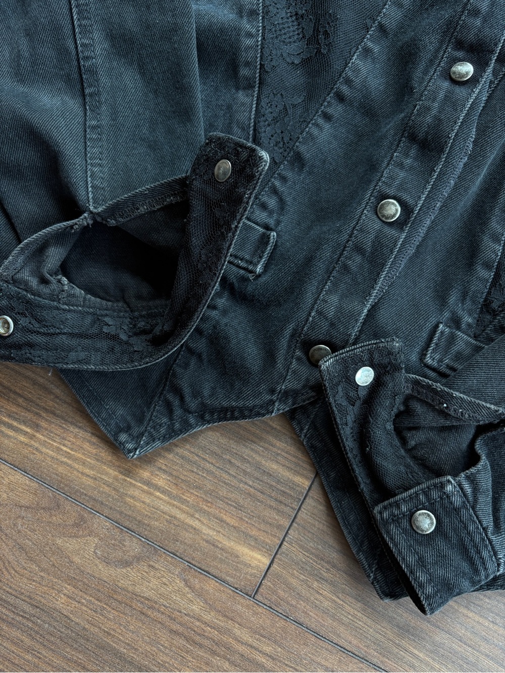 Vintage western black lace denim jacket Pulse - Picture 5 of 6